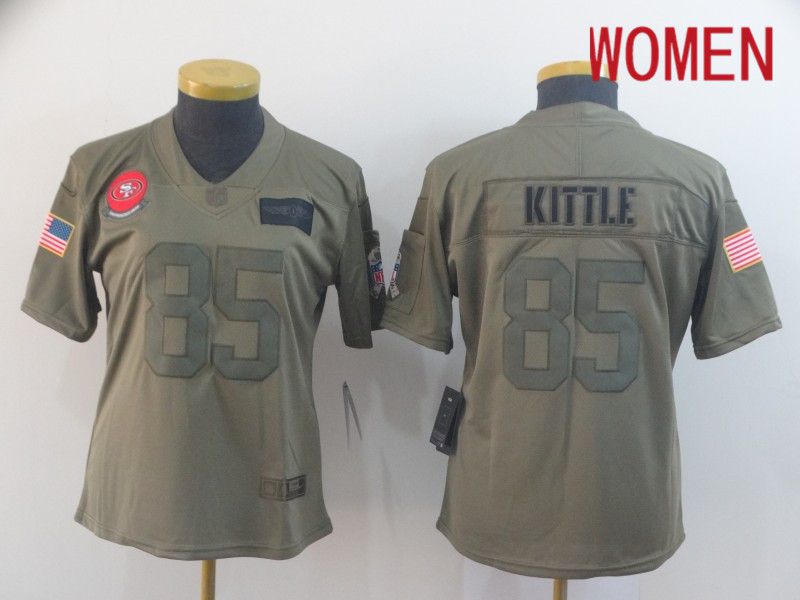 Women San Francisco 49ers #85 Kittle Nike 2019 Olive Camo Salute to Service Limited NFL Jerseys->san francisco 49ers->NFL Jersey